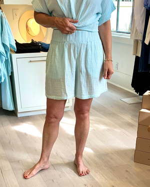 
                  
                    Load image into Gallery viewer, Crinkle Cotton Shorts in Baby Blue
                  
                