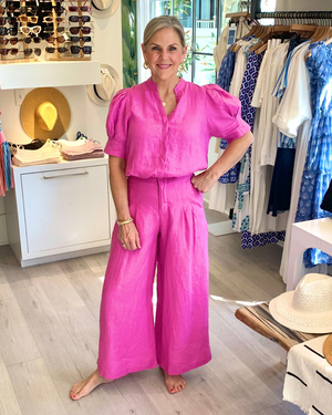 
                  
                    Load image into Gallery viewer, Culotte Linen Pant in Petunia Pink
                  
                