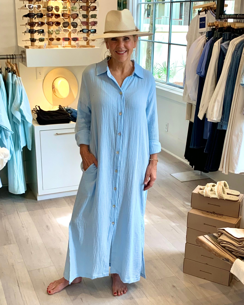 Shell Shirt Dress in Baby Blue