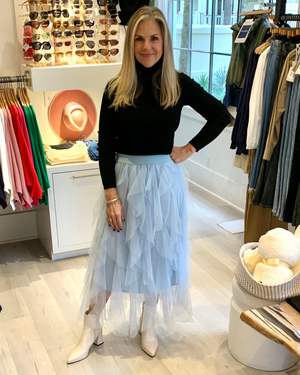 
                  
                    Load image into Gallery viewer, All The Frills Tulle Midi Skirt in Ice Blue
                  
                