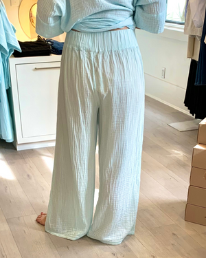 
                  
                    Load image into Gallery viewer, Crinkle Cotton Pant in Baby Blue
                  
                