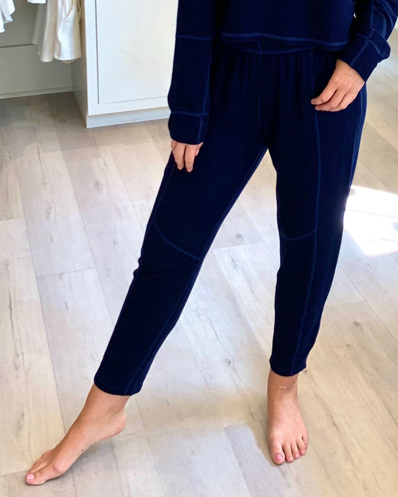 
                  
                    Load image into Gallery viewer, Seamed Sweatpants in Navy Blue
                  
                