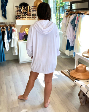 
                  
                    Load image into Gallery viewer, Terry Cloth Hooded Dress in White
                  
                